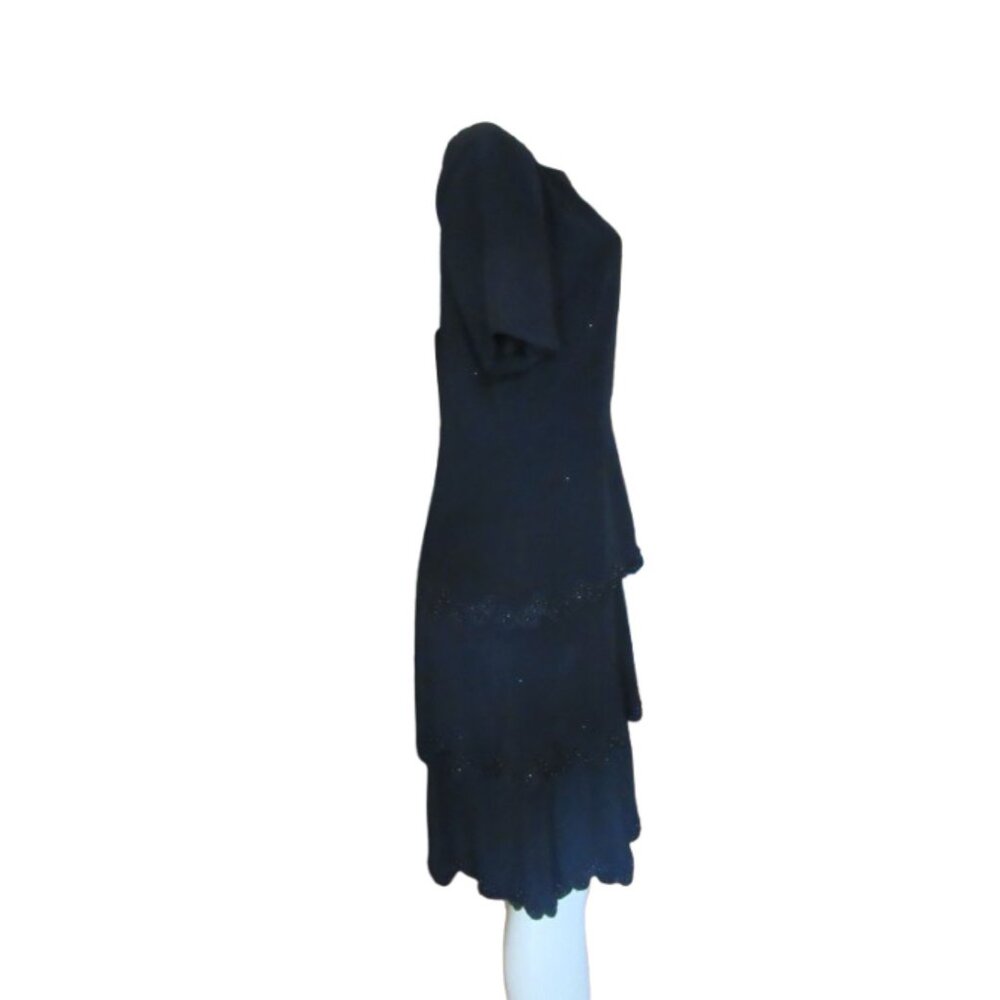 Gazzelle Ciampi For Magali Vintage Black Ruffle Dress Size 8 - Picture 4 of 6